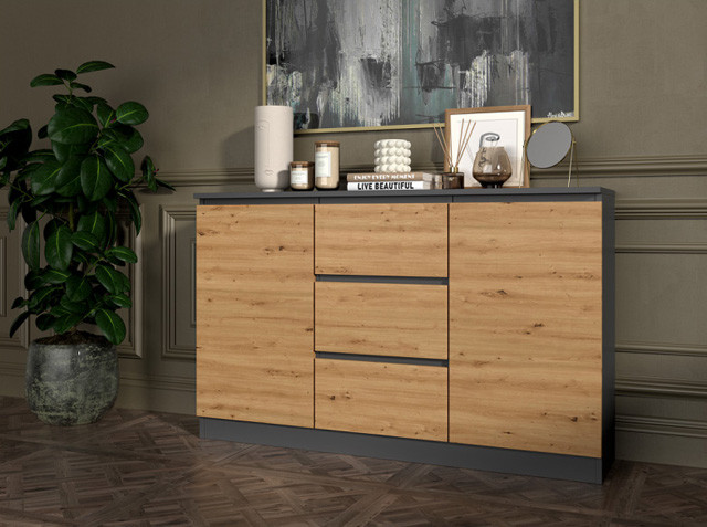 Komoda 2D3S 120x30xH75 antracyt/artisan - zdjęcie 1