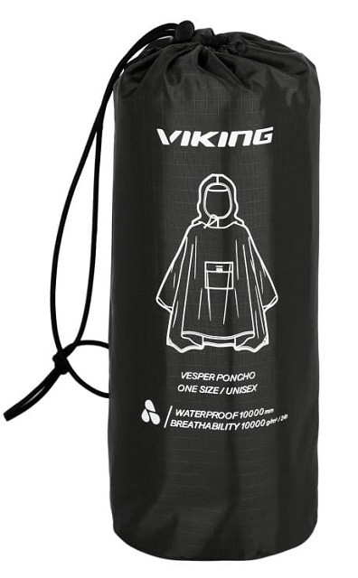 Poncho przeciwdeszczowe dla dorosłych VIKING Vesper czarne - zdjęcie 2