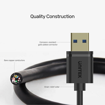 UNITEK PRZEDŁUŻACZ USB 3.0 AM-AF 2M, Y-C459GBK - zdjęcie 2