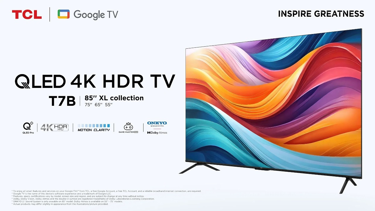 Telewizor TCL 55T7B QLED 55" 4K Ultra HD Google TV Dolby Vision DVB-T2 Czarny - zdjęcie 1