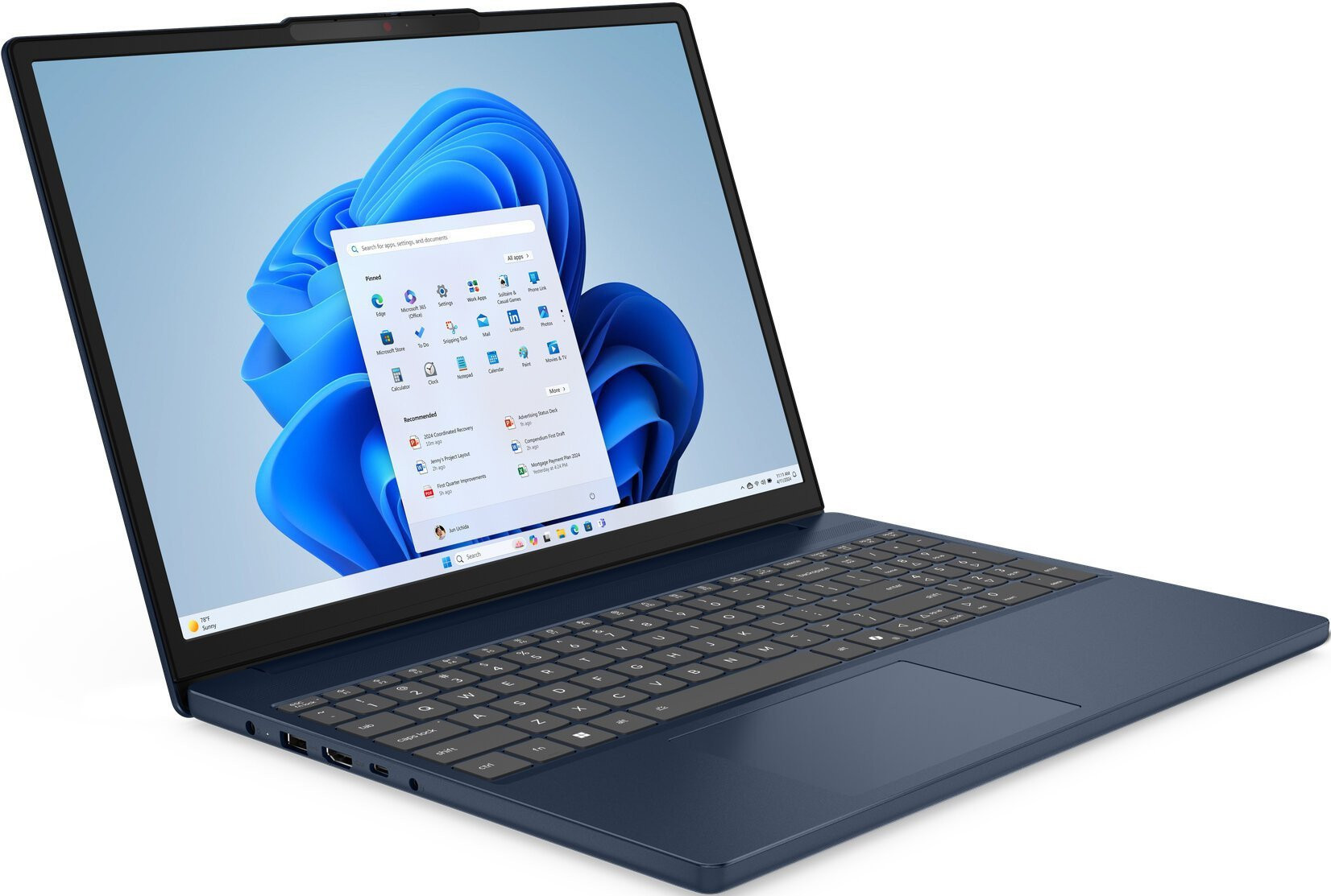 Lenovo IdeaPad Slim 3 15ARP10 Ryzen 5 7533HS 15.3" WUXGA IPS 300nits AG 60Hz 16GB DDR5 SSD512 Radeon 660M Graphics Cam720p Win11 Cosmic Blue - zdjęcie 3