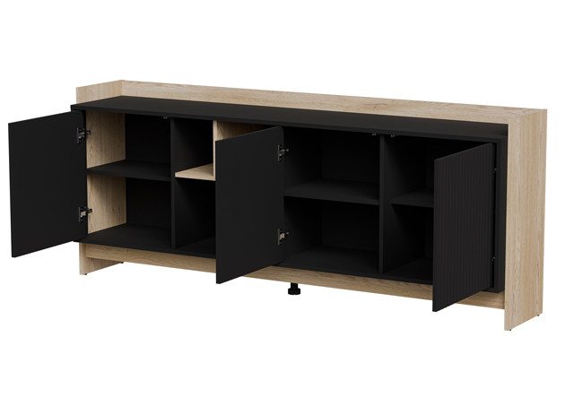 Komoda PORTO 3D 190x38x77 dąb/czarny - zdjęcie 3