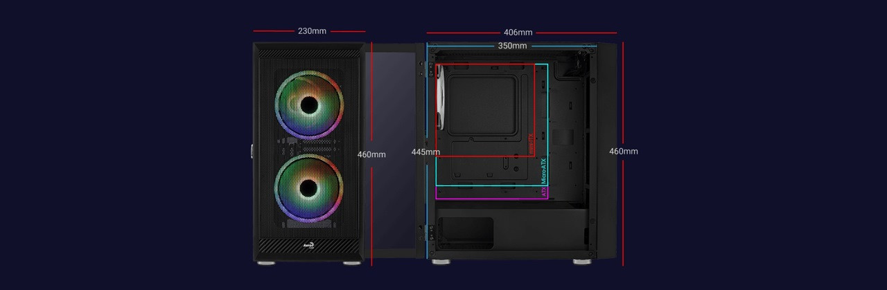 Obudowa AEROCOOL PGS GRAPHITE-G-BK-v2 FRGB czarna - zdjęcie 2