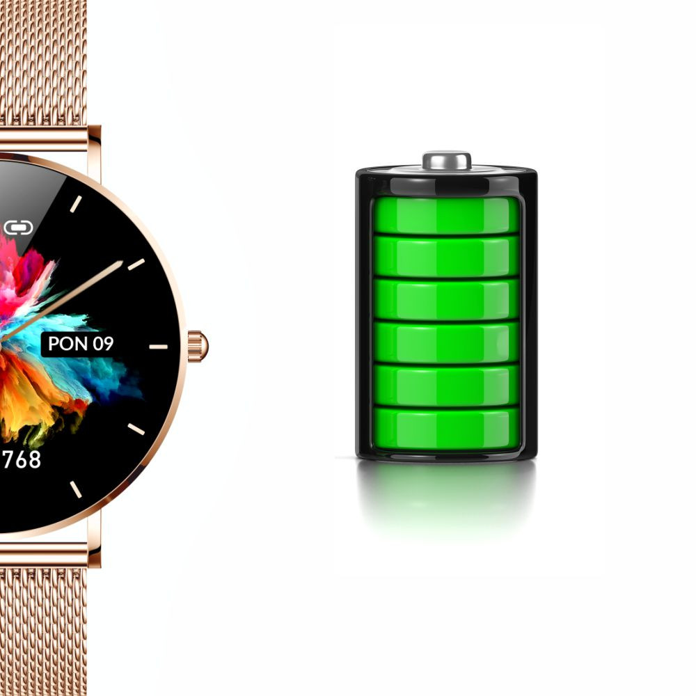 Smartwatch zegarek damski Manta Alexa złoty + różowy pasek - zdjęcie 7