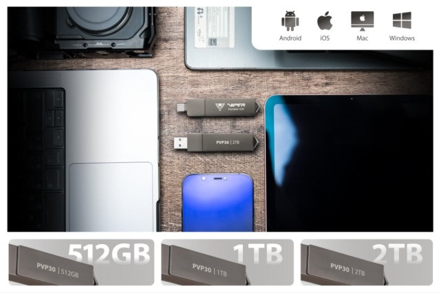 Dysk SSD Patriot PVP30 512GB 1000MB/s USB Duo A+C 3.2 Gen2 Alu - zdjęcie 4
