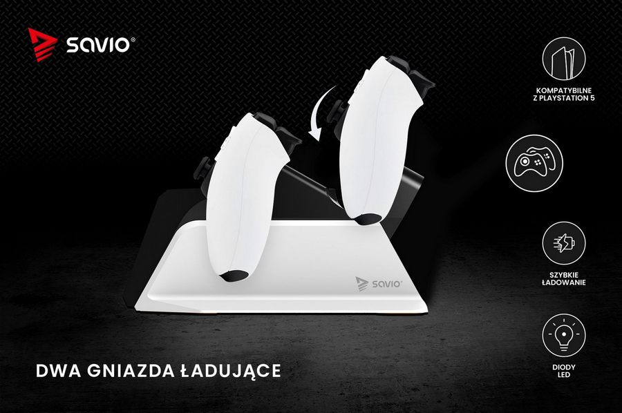 SAVIO GCS-01 STACJA ŁADUJĄCA DO PADÓW PS5, USB - zdjęcie 4