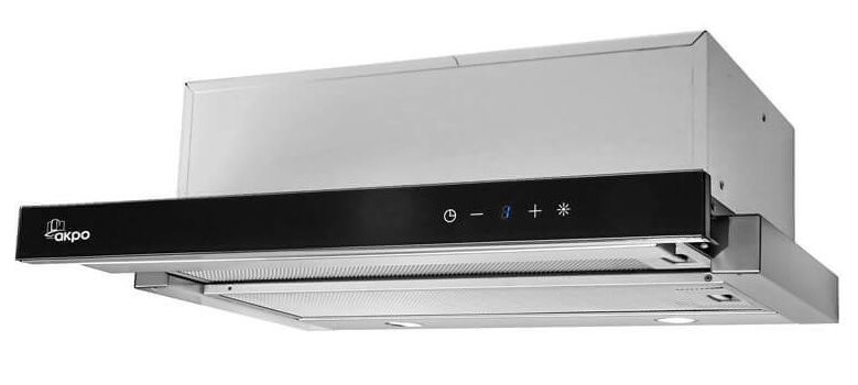Okap teleskopowy AKPO WK-7 LIGHT GLASS TOUCH 60 INOX CZARNY (front czarne szkło, dotykowy) - zdjęcie 1