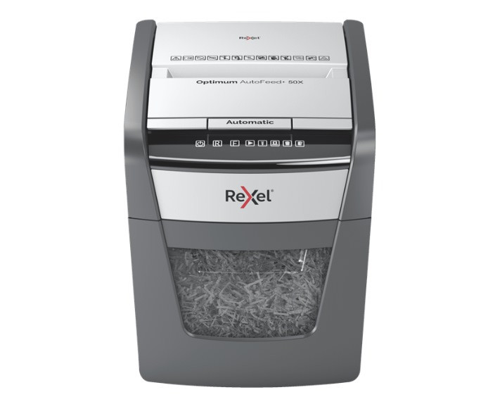 Rexel Niszczarka Optimum AutoFeed+ 50X, (P-4), 50 kartek, 20 l kosz - zdjęcie 1