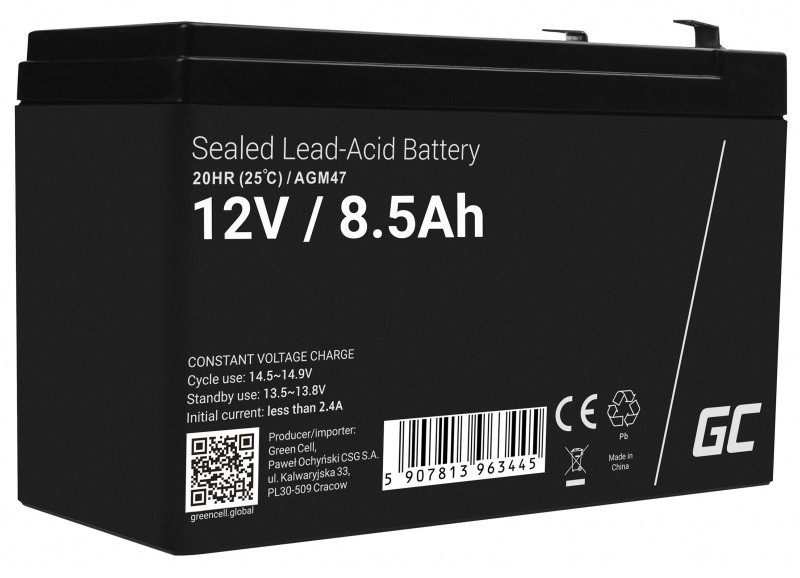 GREEN CELL AKUMULATOR ŻELOWY AGM47 12V 8.5AH - zdjęcie 1