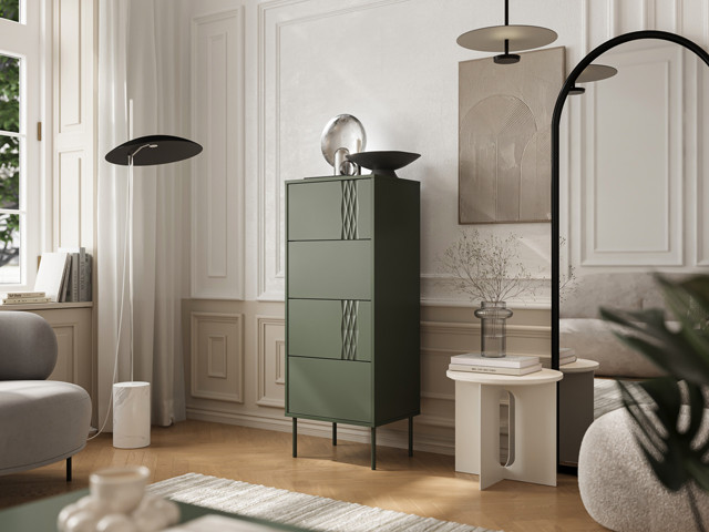 Komoda 4S TRESSE 50x40x125 zieleń mat - zdjęcie 1