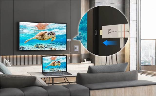Nadajnik i odbiornik audio/video bezprzewodowy j5create ScreenCast 4K Wireless Display Adapter; kolor biały JVAW76-N - zdjęcie 4