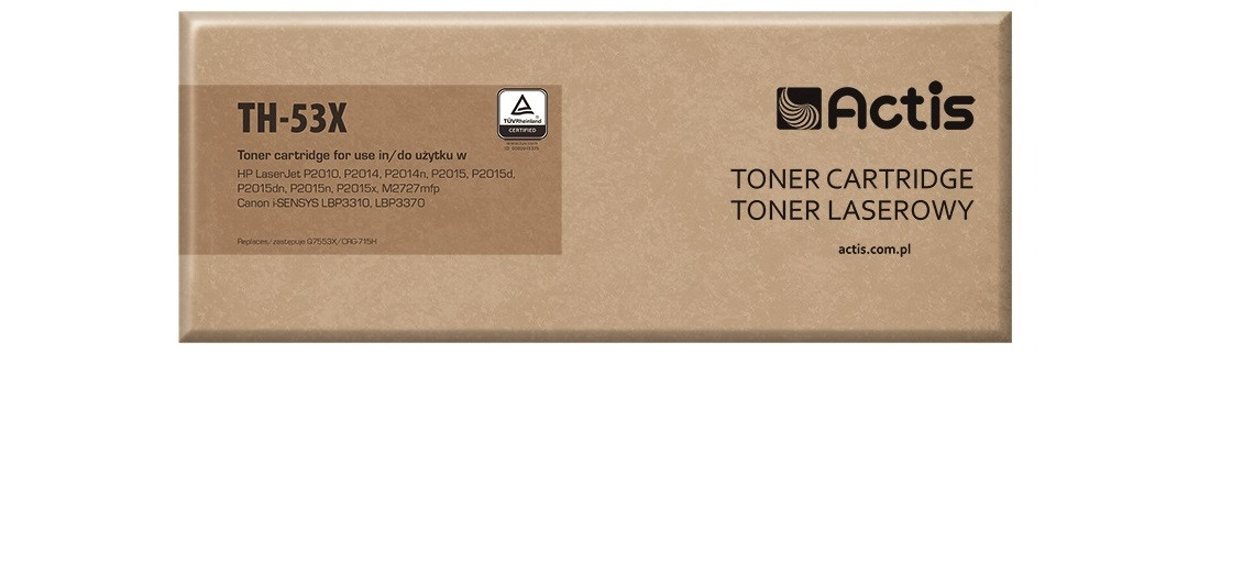 Actis TH-53X Toner do drukarek HP, Canon, Zamiennik HP 53X Q7553X, Canon CRG-715H; Standard; 7000 stron; czarny. - zdjęcie 1
