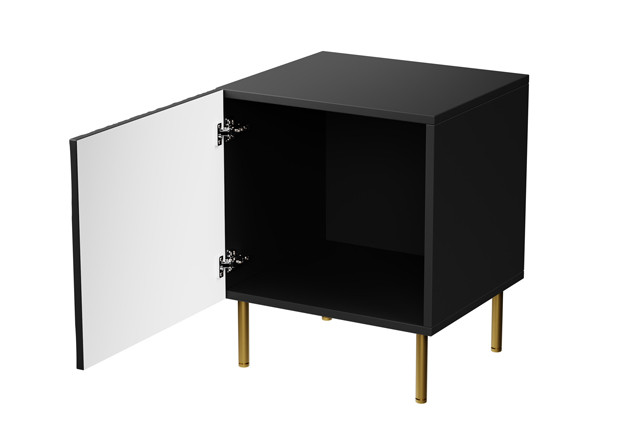 Szafka nocna 2szt. JUNGLE 53,5x40,5x44 czarny mat + złote nóżki - zdjęcie 2