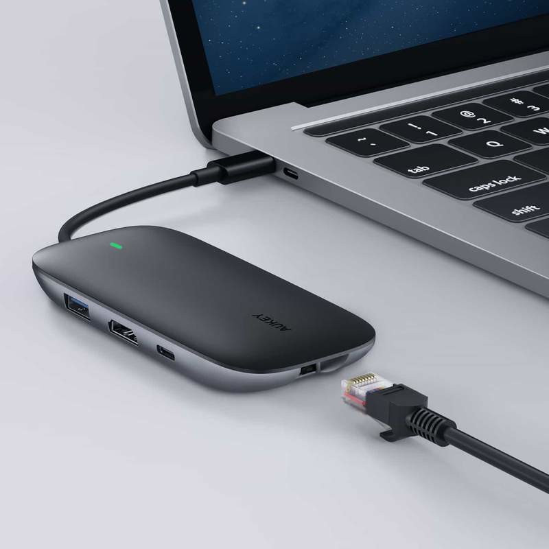 AUKEY HUB USB C CB-C71 8W1 RJ45 HDMI 4K PD 100W - zdjęcie 1