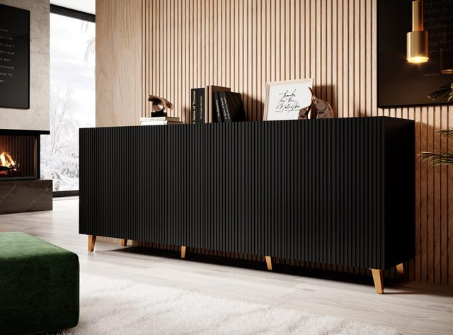 Komoda PAFOS 200x40x82 czarny mat - zdjęcie 2