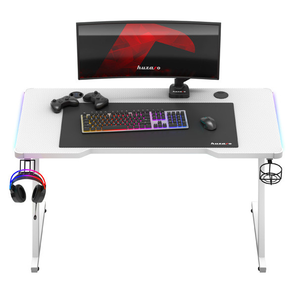 Biurko gamingowe Huzaro Hero 2.5 White RGB - zdjęcie 2