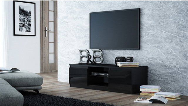 STOLIK RTV 120 CZARNY LAKIER FRONT - zdjęcie 3