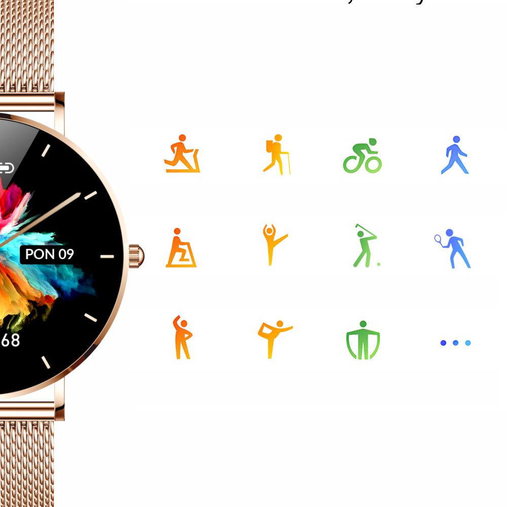 Smartwatch zegarek damski Manta Alexa złoty + różowy pasek - zdjęcie 4