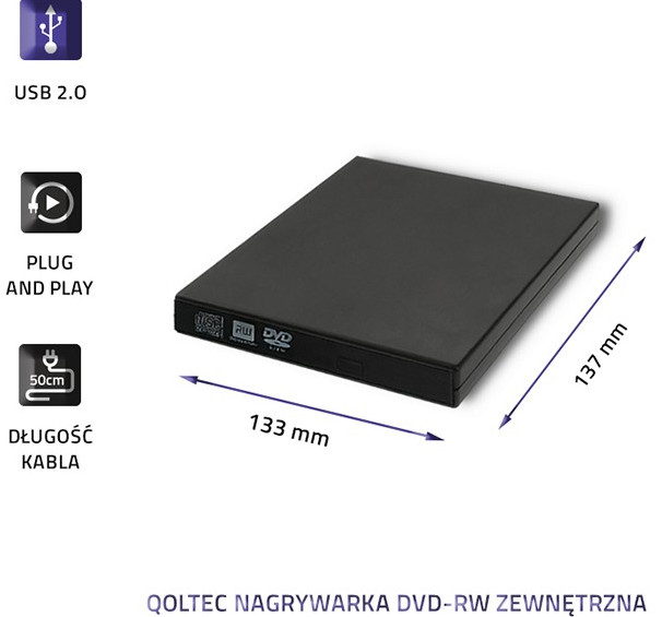 QOLTEC NAGRYWARKA DVD-RW ZEWNĘTRZNA - zdjęcie 1