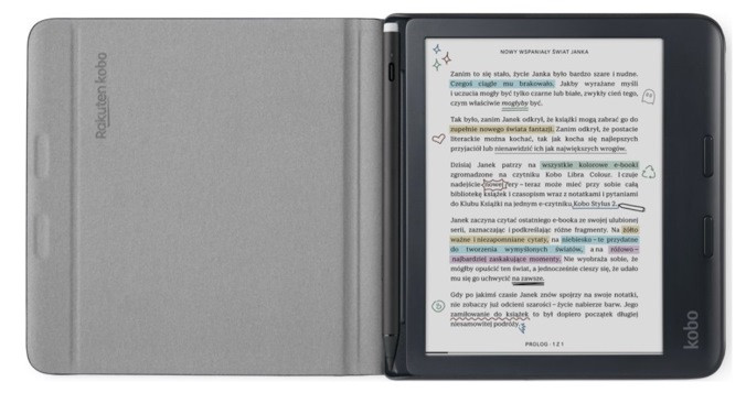 Etui Kobo Libra Colour Notebook SleepCover Case Black - zdjęcie 1