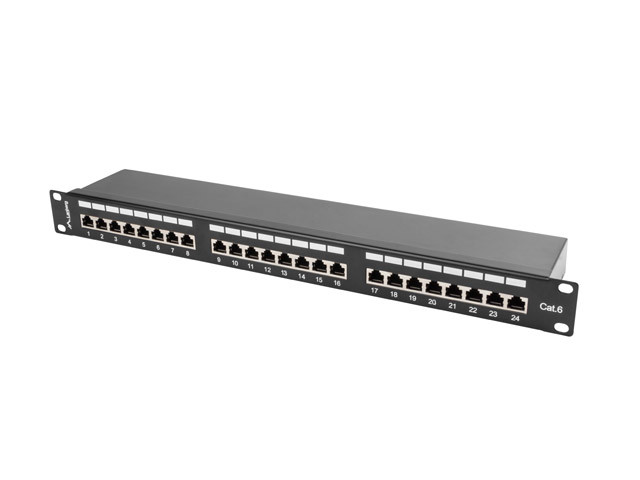 Lanberg patch panel 24 port 1u kat.6 ftp czarny pps6-1024-b - zdjęcie 1