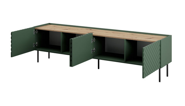 Szafka RTV 4D ONDA 200x40xH54,35 zieleń (stojąca lub wisząca) - zdjęcie 2