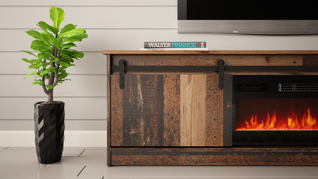 Szafka RTV GRANERO+kominek 200x56,7x35 old wood - zdjęcie 3
