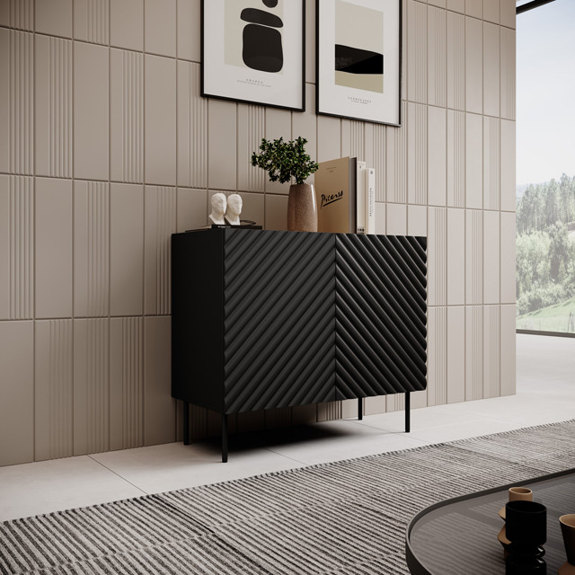 Komoda 2D ONDA 98x45x85 czarny - zdjęcie 1