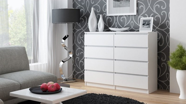 M8 MALWA KOMODA 120CM 8 SZUFLAD BIAŁY - zdjęcie 1