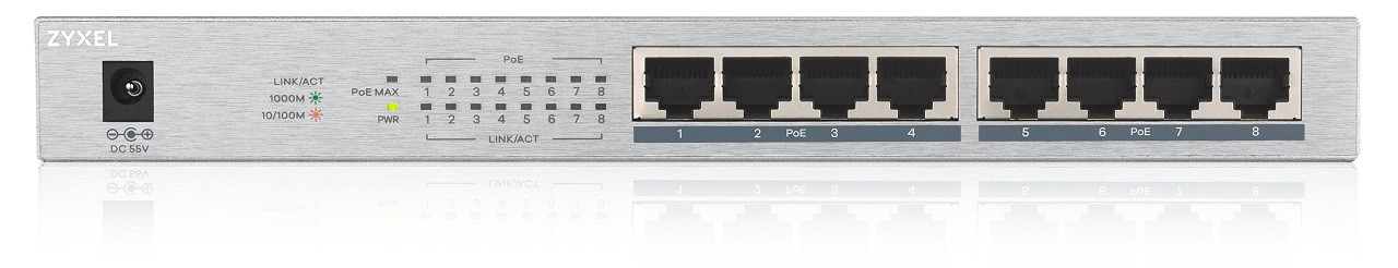 Switch Zyxel GS1008-HP 8p PoE (PoE+: 8) 60W Unmanaged Gigabit - zdjęcie 2