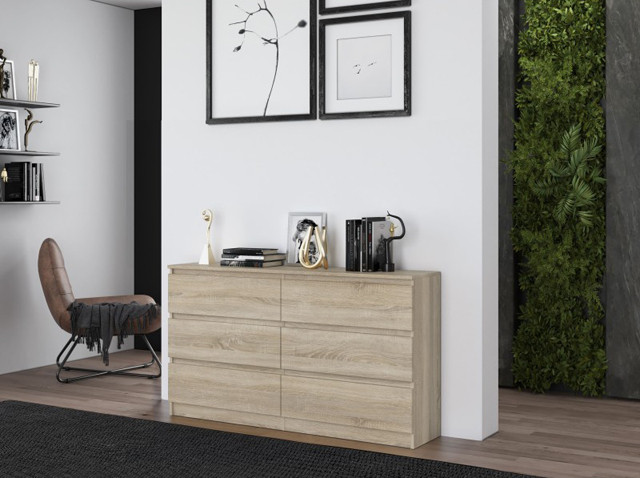 M6 MALWA KOMODA 140CM 6 SZUFLAD SONOMA - zdjęcie 3