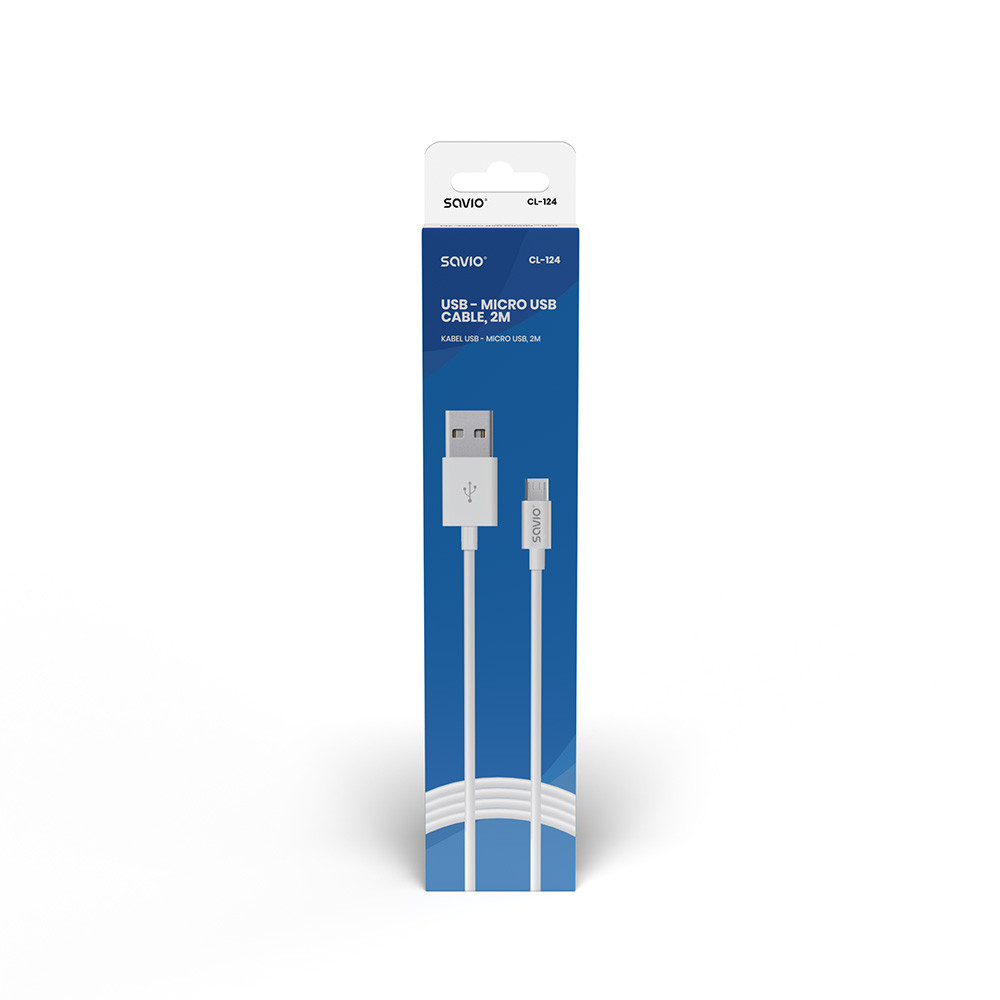 SAVIO KABEL USB - MICRO USB 2.1A, 2M CL-124 - zdjęcie 2