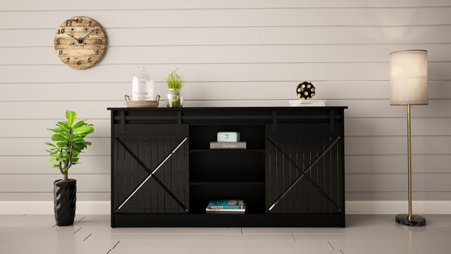 Komoda 160x80x35 GRANERO czarny/czarny poł - zdjęcie 1