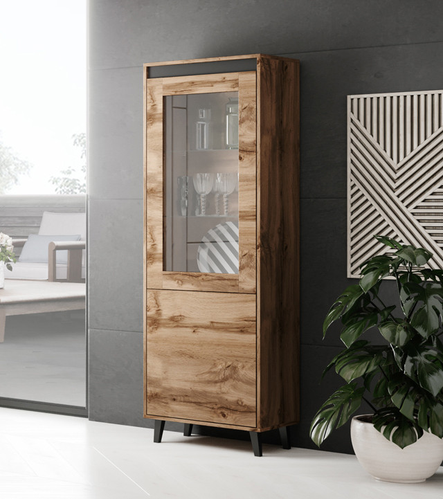 Witryna NORD 60x38x182,5 dąb wotan/antracyt - zdjęcie 1