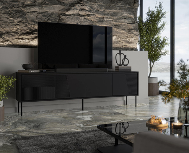 Szafka RTV ABI 4D 200x38x62 czarny mat - zdjęcie 1