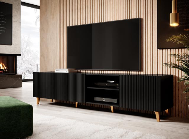 Szafka RTV PAFOS 200x40x52 czarny mat - zdjęcie 4