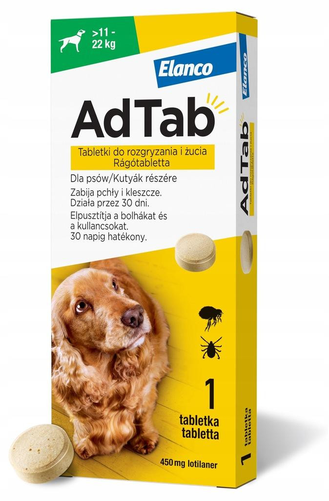 ELANCO AdTab Tabletka na pchły i kleszcze dla psa (>11-22 kg) - 3x(1x450mg) - zdjęcie 1