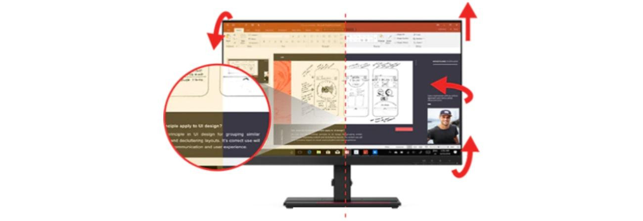 Lenovo ThinkVision P24h-2L 23.8"2K IPS 60Hz 300nits AG HDMI, DP USB Raven Black - zdjęcie 3