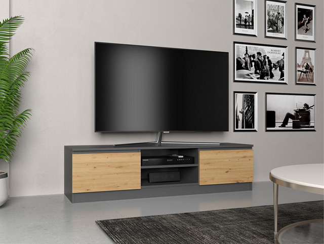 Szafka RTV 140x40xH36 antracyt/artisan - zdjęcie 1