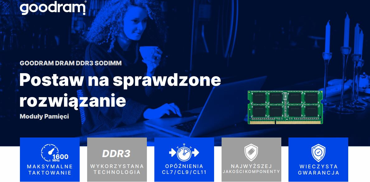 Pamięć RAM Goodram SO-DIMM DDR3 8192MB PC1600 CL11 512x8 1,35V - zdjęcie 1