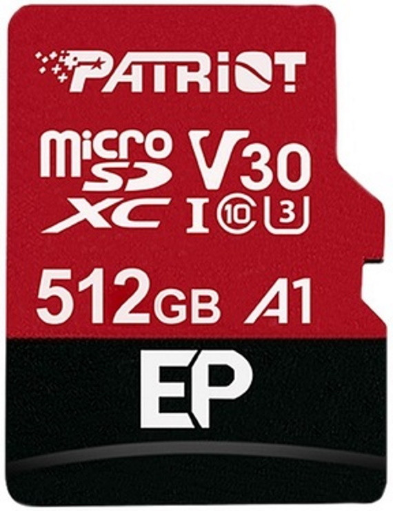 PATRIOT EP PRO micro SDXC 512GB A1 V30 U3 CL10+Adap - zdjęcie 1
