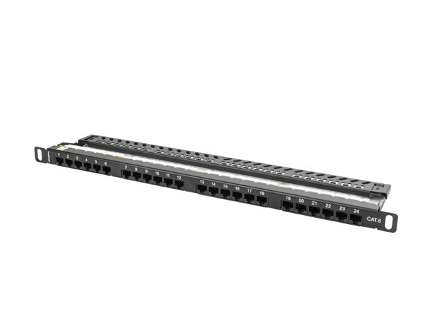 Lanberg patch panel 24 port 0.5u kat.6 utp czarny ppu6-0024-b - zdjęcie 1