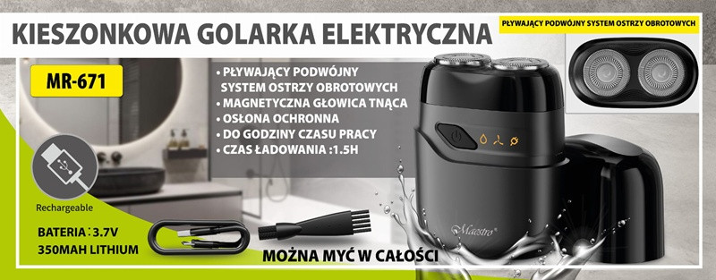 Golarka elektryczna podróżna USB MAESTRO MR-671 - zdjęcie 2