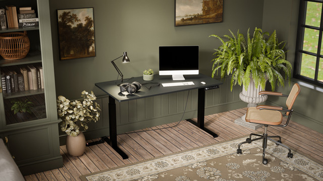 Biurko z elektryczną regulacją wysokości MOON LONG 150x80x72-120 czarny/antracyt - zdjęcie 1