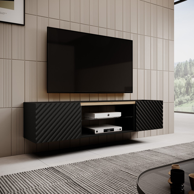 Szafka RTV EF ONDA 180x40x39-58 czarny (stojąca lub wisząca) - zdjęcie 1