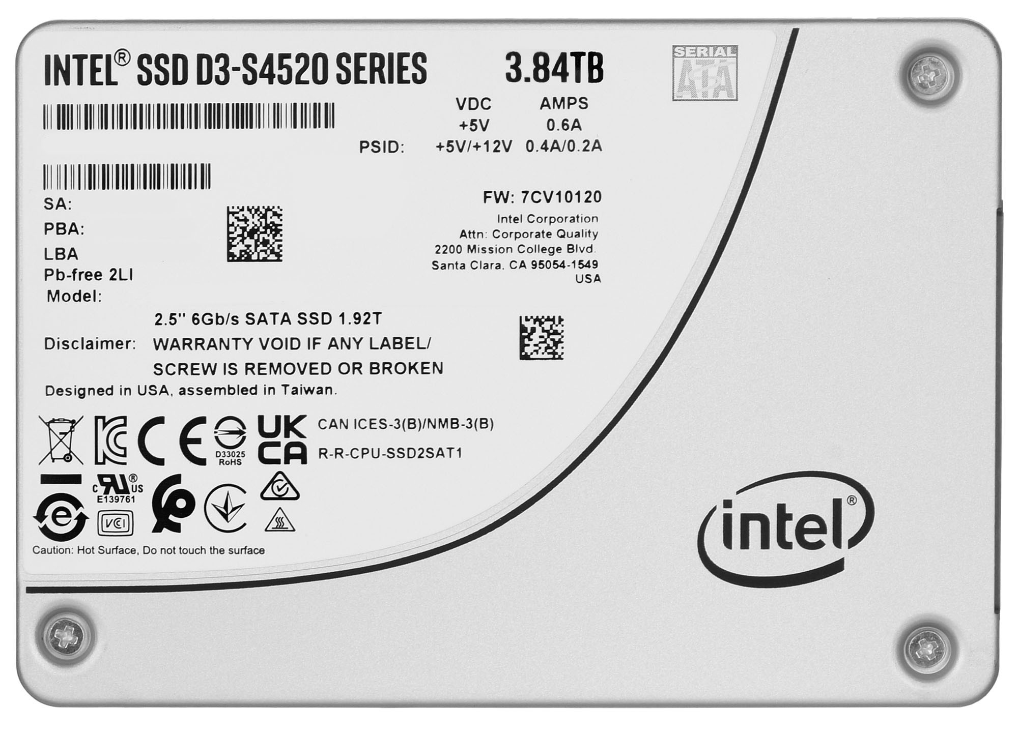 SSD Intel S4520 3.84TB SATA SSDSC2KB038TZ01 - zdjęcie 2