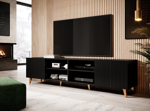 Szafka RTV PAFOS 200x40x52 czarny mat - zdjęcie 5