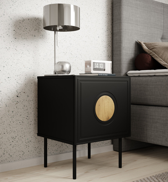 Szafka nocna 2szt. PALAZZO 44,5x40x59 czarny + dąb craft - zdjęcie 1