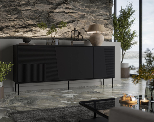 Komoda 4D ABI 200x45x88 czarny mat - zdjęcie 1