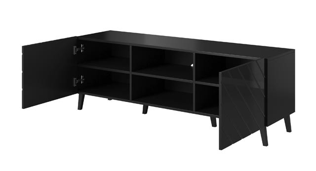 Szafka RTV ABETO 150x42x52 czarny/czarny połysk - zdjęcie 5